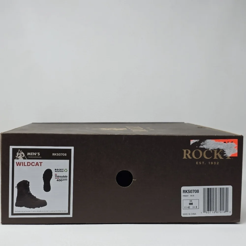Rocky Wildcat Men’s Waterproof Hunting Boots Size 9M Brown 400G Insulated New